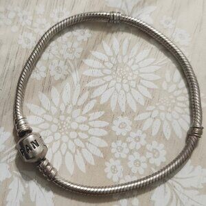 Pandora Sterling Silver Snake Chain No Crown Charm Bracelet